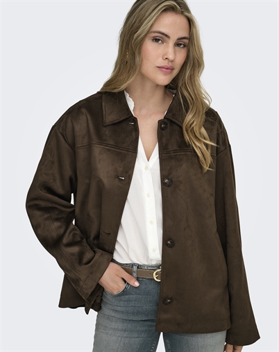 Only - ONLCarolina Fauxsuede Jakke - Chocolate Martini